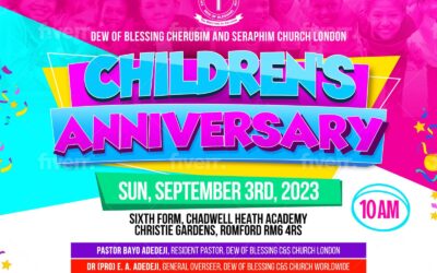 Sunday 3rd September 2023 Children’s anniversary